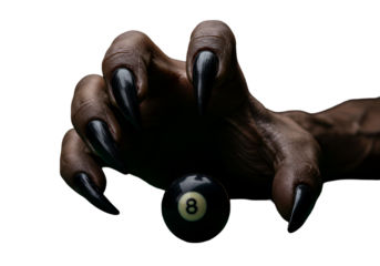 Realistic Illustration Of Monster Hand Grabbing A Black Eight Ball
