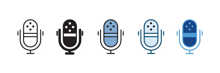 Microphone Icon Set – Audio, Podcast, Music, Voice, Broadcast