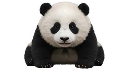Realistic Photo of a Sitting Panda Isolated on Transparent Background
