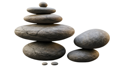 Stacked Stones Illustration Against Black Background Achieving Balance and Harmony