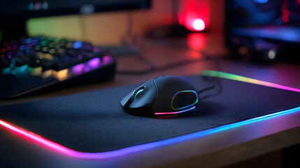RGB Gaming Mouse and Pad Set on Dark Desk
