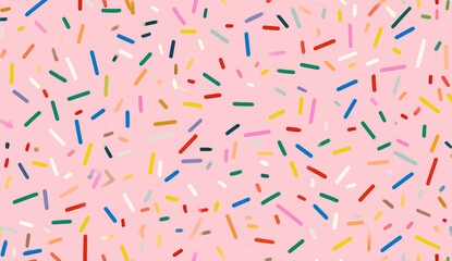 Bright sprinkle candy pattern on pastel pink background,seamless festive topping design,playful sweet decoration texture,cheerful dessert inspired backdrop