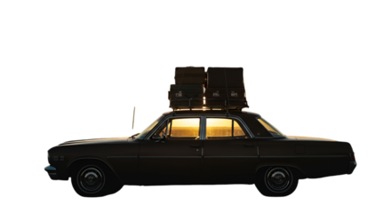 Silhouette Photo Of Classic Car With Luggage During Sunset Travel Journey
