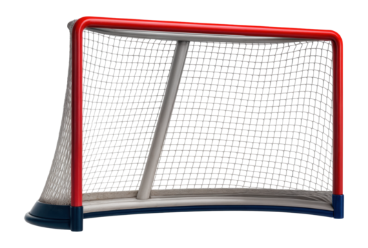 Aluminum hockey goal with white netting for ice rink use