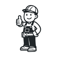 Cartoon male construction worker giving thumbs up