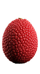 Realistic Single Ripe Red Lychee on Black Background