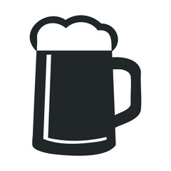 Simple black and white beer mug icon with foam
