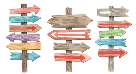 Vintage Wooden Signpost Illustration With Various Arrow Direction Guides