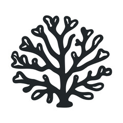 Obraz premium Intricate black coral silhouette on white background