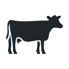 Silhouette of a milk cow icon in side profile on white background