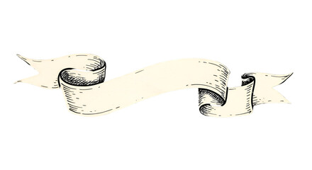 Vintage Beige Ribbon Illustration On A Transparent Background