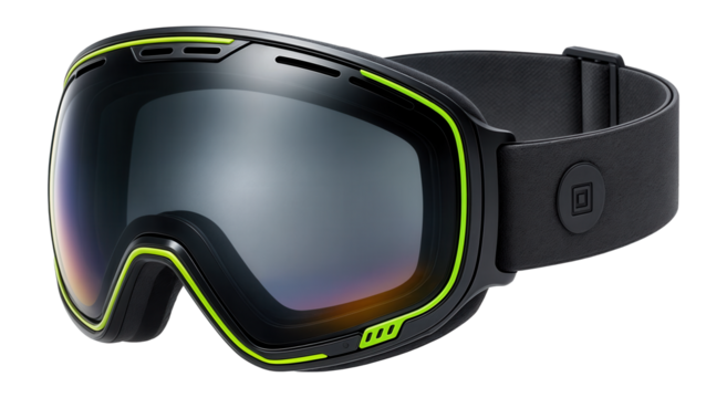 Goggles with anti-fog lenses and adjustable elastic band for snowboarding