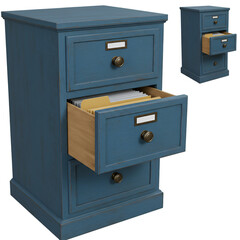 Vintage Blue Wooden Cabinet Illustration Isolated Background