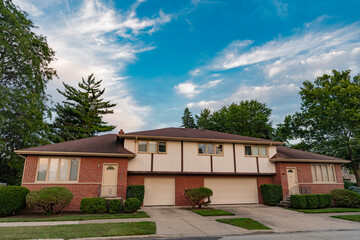 Suburban neighborhood. Suburban house architecture. Private house. Neighborhood architecture....