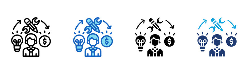 Entrepreneurship Skills icon Multi Style Vector Illustration