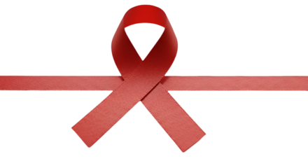 Red Ribbon AIDS Awareness Symbol Isolated Illustration On Black Background