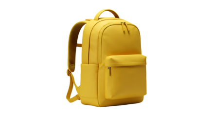 Yellow Backpack Illustration Isolated on Transparent Black Background