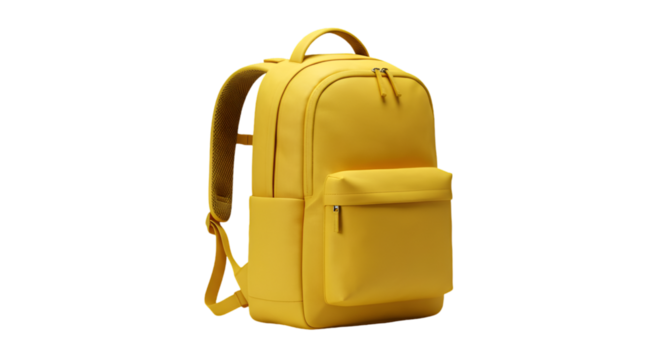 Yellow Backpack Illustration Isolated on Transparent Black Background