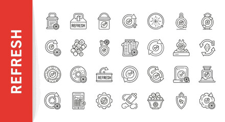Refresh & Reload Line Icons - Editable Vector Set for UI/UX Updates & Data Synchronization
