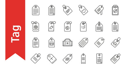 Tag & Label Line Icons - Editable Vector Set for Categorization & Organization in UI/UX Design