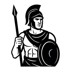 Ares Greek God of War – Black and White Minimalist Illustration