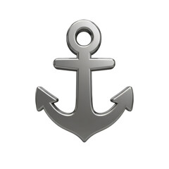 Fototapeta premium Silver Anchor Icon Illustration with Metallic Texture on Black Background