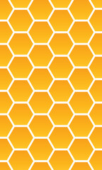 Yellow beehive background. Honeycomb, bees hive cells pattern. Bee honey shapes. Vector geometric seamless texture symbol. Hexagon, hexagonal raster, mosaic cell sign or icon. Gradation color.