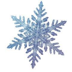 Transparent Snowflake Illustration With Blue Crystal Ice Texture On Isolated Background