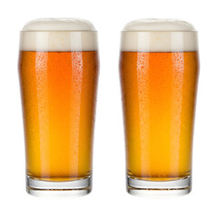Two Glasses Of Cold Beer On Transparent Isolated Photo Background