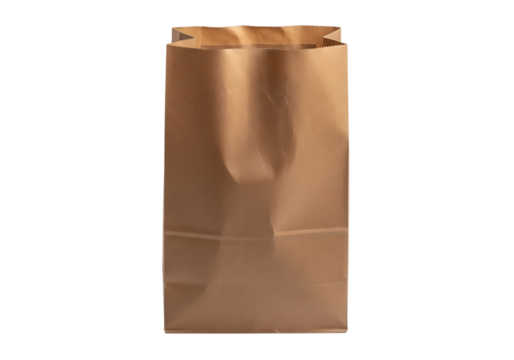 Empty Light Brown Paper Grocery Bag; Studio Shot, Neutral Background, transparent background