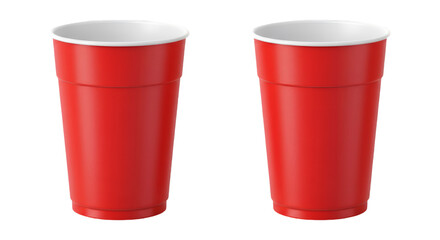 Two Red Plastic Cups Isolated On Transparent Background Party Beverage Illustration