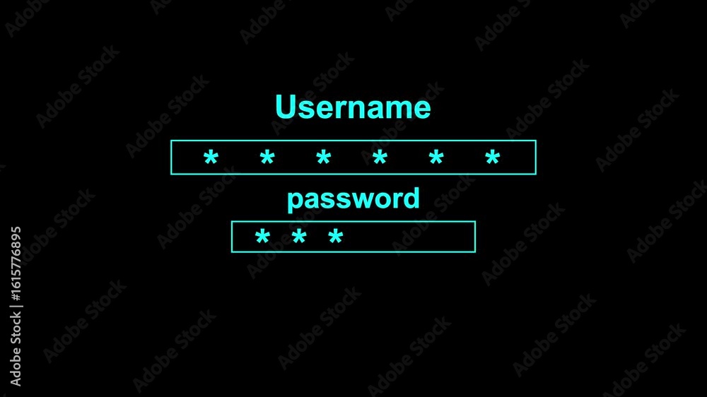 Fototapete password and username policies line drawing & ink splatter animation with alpha. facial recognition 