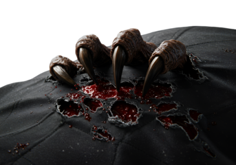 Realistic Photo Shows Clawed Hand Ripping Through Cloth With Blood Splatter