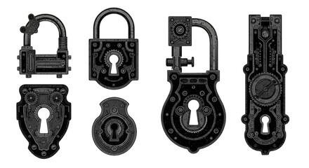 Vintage Lock Illustration Isolated On Transparent Background