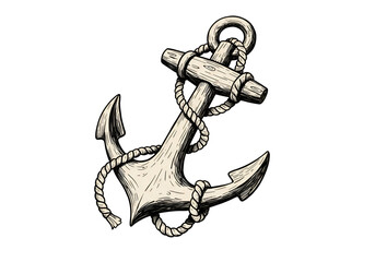 Vintage Illustration Of A Nautical Anchor On A Black Isolated Background
