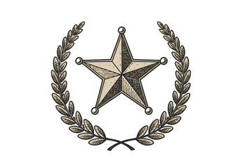 Vintage Star Badge Illustration Isolated On Transparent Background