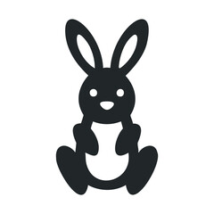 Obraz premium Simple black and white bunny icon with cute design