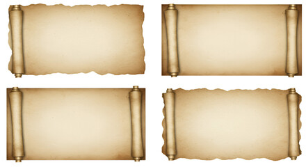 Vintage Paper Scroll Illustration On Transparent Backgrounds