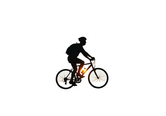 Fototapeta premium Silhouette Of A Man Cycling On A Bicycle At Night Illustration Isolated Background