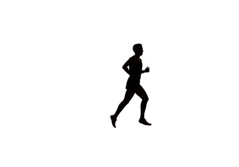 Silhouette Of A Runner In Motion Against Black Background Photo
