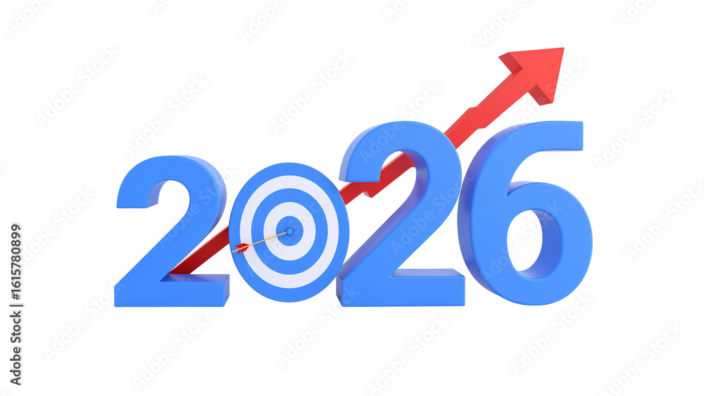 Poster aspiration for 2026 depicted with an arrow piercing a target and ascending trajectory, showcasing