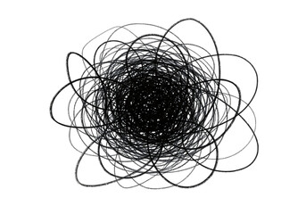 Abstract Dark Gray Ink Scribble, Intricate Circular Design, Mysterious Mood, High-Resolution Stock Image, transparent background