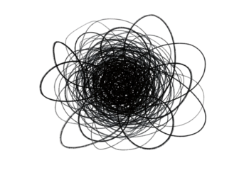 Abstract Dark Gray Ink Scribble, Intricate Circular Design, Mysterious Mood, High-Resolution Stock Image, transparent background