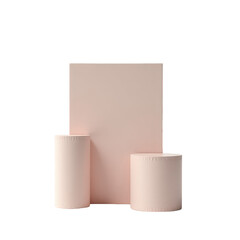 Obraz premium Light pink display podiums against a backdrop.