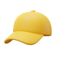 Yellow 3D Rendered Cap Isolated On A Transparent Background Graphic Design