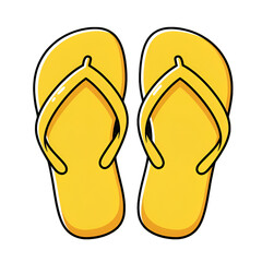 Yellow Flip Flops Illustration Isolated On Transparent Background Summer Beach