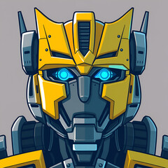 2D Vector Cartoon Illustration futuristic transformers face robotic technology machine mechanical