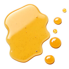 A close up of a golden honey puddle and drops, a sweet and natural ingredient for cooking isolated on transparent background
