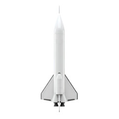 White Rocket Design on Transparent Isolated Background Illustration 3D Render