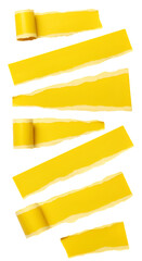 Yellow Torn Paper Strips Abstract Illustration With Transparent Background
